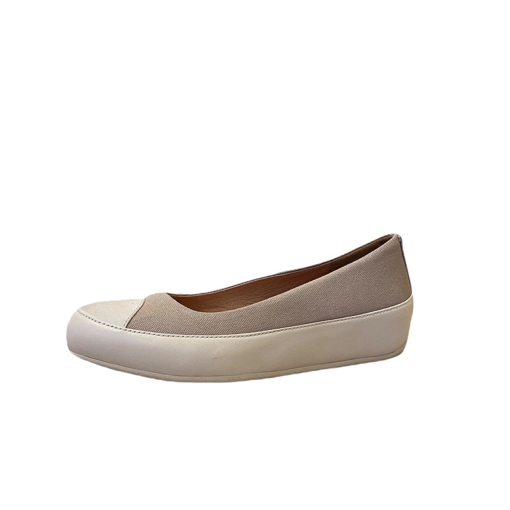 Fitflop Beige Taupe Leather & Canvas Super Light & Comfortable Flats Shoes